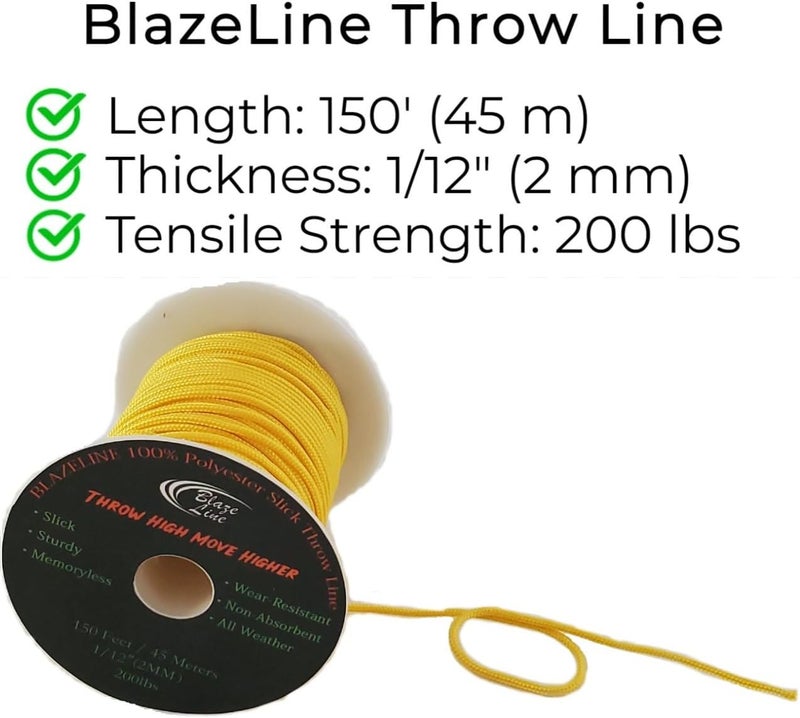 Blaze Line 100% Polyester Climbing Throw Line Rope 2 mm (1/12 in) 150 ft Stool Cord 200 lbs Tensile Strength (Luminous Yellow) - Image 5